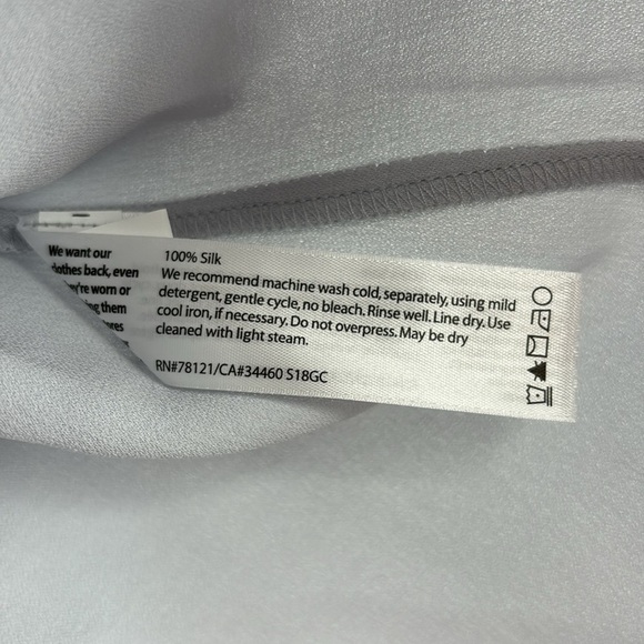 Eileen Fisher India Sky Blue Silk Georgette Crepe Ruffle Sleeve Top New w/ tags! - Picture 7 of 10